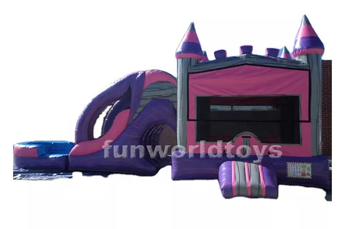 Purple inflatable Marble bounce house with slide FWZ302