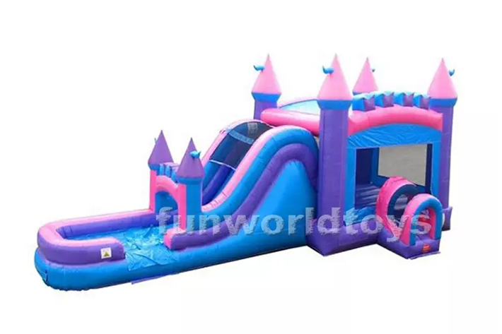 Pink Blue bounce house with slide FWZ324