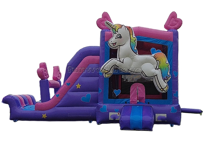 Unicorn Bounse House With Dry Slide FWZ397