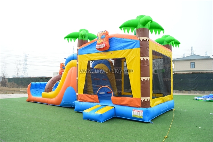 Palm Tree Bounce House With Slide Fwz411-fun World Inflatables