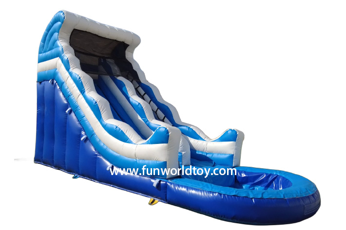 Blue Wave Water Slide Inflatable Slide With Pool